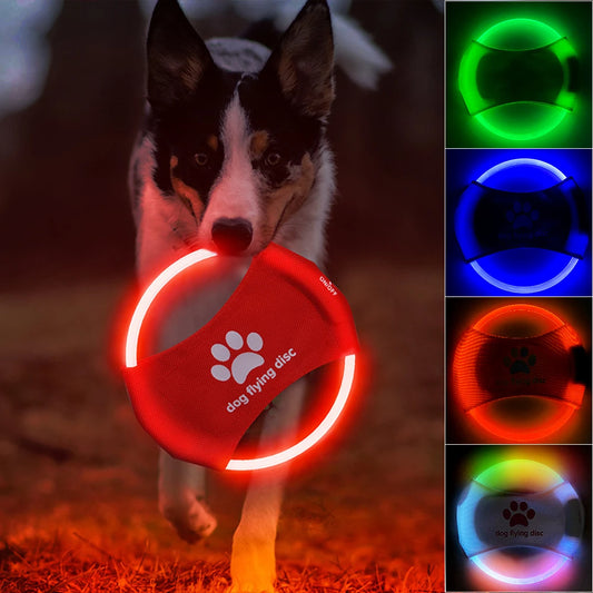 LED Glowing Dog Flying Disc – Rechargeable Light-Up Dog Frisbee Toy