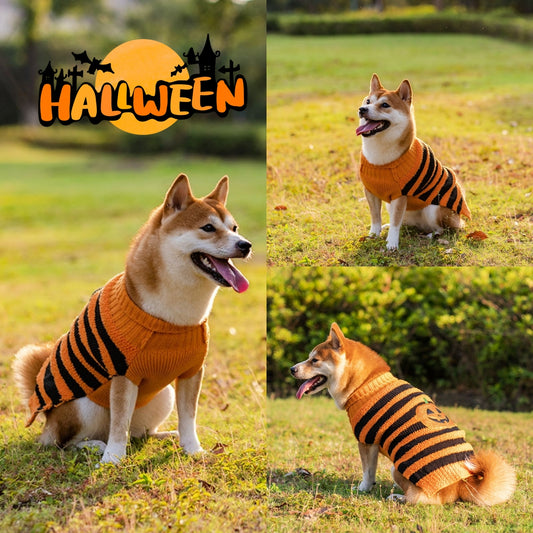 Halloween Dog Sweater – Warm Pumpkin Cosplay Pet Costume