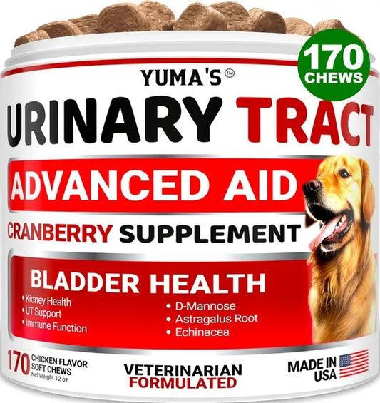 Dog Urinary Tract Support Chews – Cranberry Bladder Health Supplement (170 Chews)