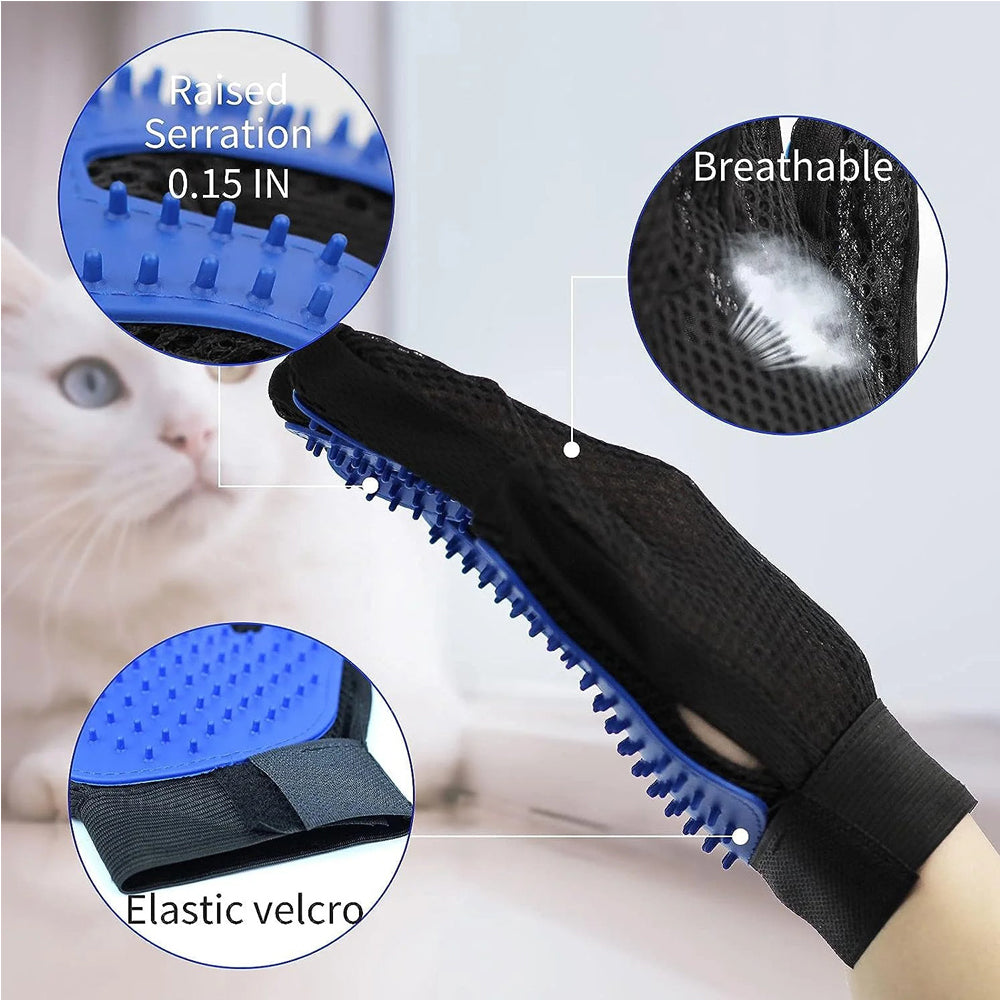 Pet Grooming Gloves – De-Shedding Brush for Cats, Dogs & Rabbits