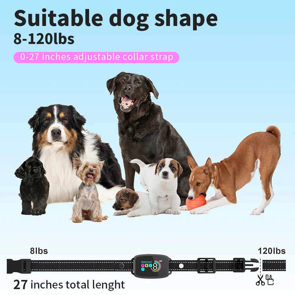 Smart Automatic Anti-Bark Dog Collar – Rechargeable, Waterproof, Digital Display