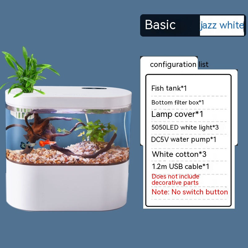 Mini Desktop Aquarium – Self-Circulating Fish Tank with LED Light