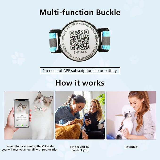 QR Code Pet Collar – Anti-Lost Tracking & Real-Time Positioning for Dogs & Cats
