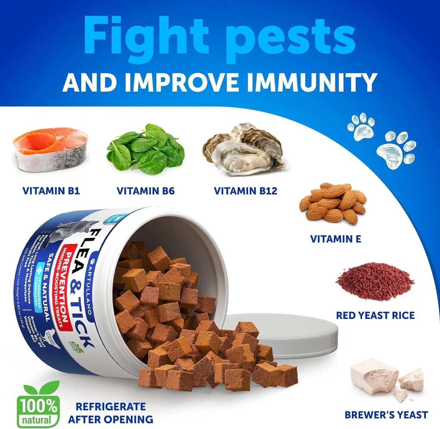 Natural Flea & Tick Prevention Chews for Cats – Immune Support Daily Supplement