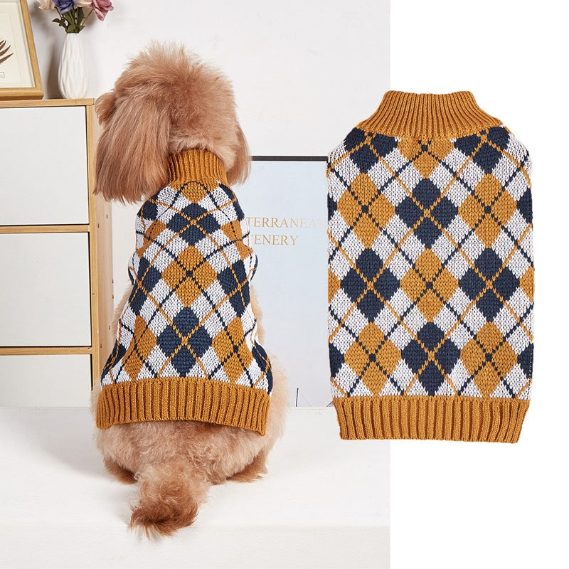 Retro Plaid Pet Outfit – Thanksgiving Lapel Design