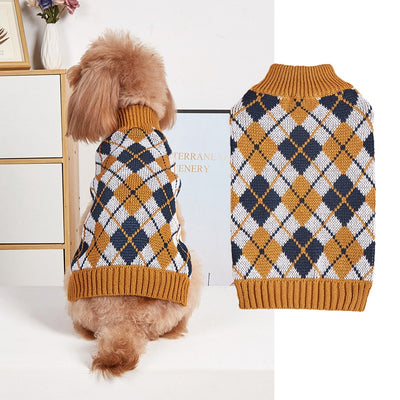 Retro Plaid Pet Outfit – Thanksgiving Lapel Design
