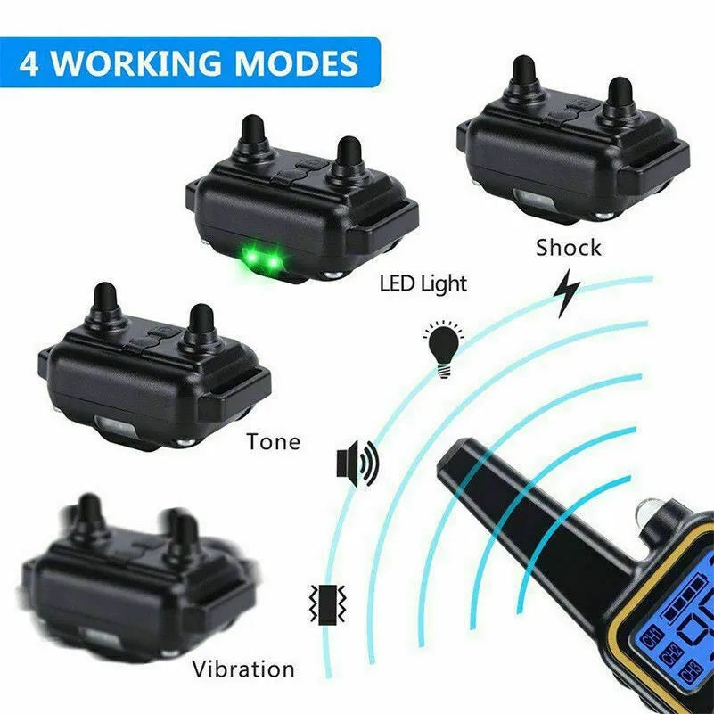 3000FT Dog Training Collar – Rechargeable Waterproof Remote Shock Trainer for Pets