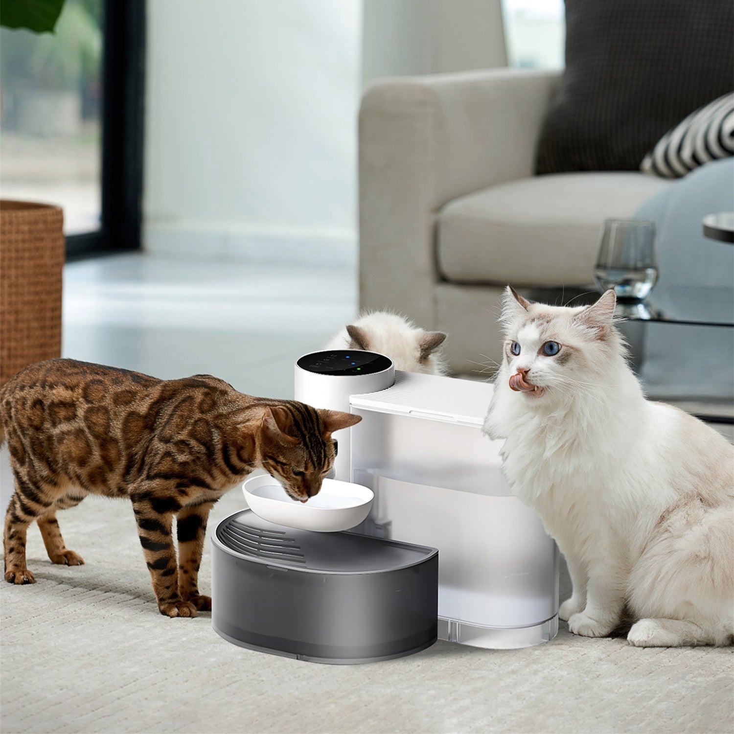 Smart Pet Water Fountain – 3L Cordless Automatic Cat & Dog Water Dispenser with Touch Control & Adjustable Flow