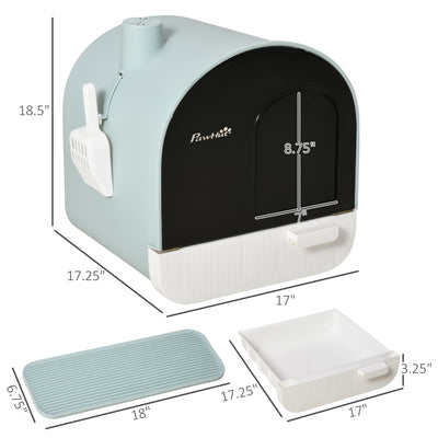 PawHut Covered Cat Litter Box with Lid