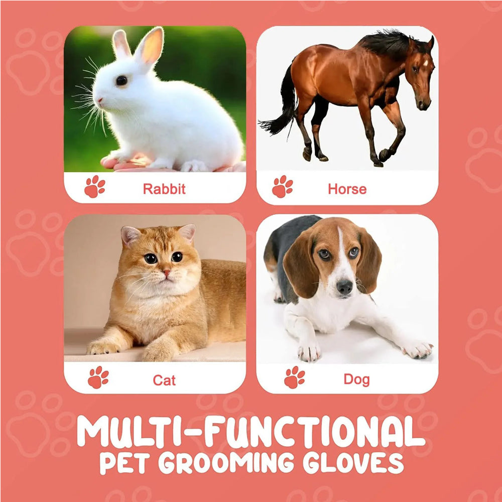 Pet Grooming Gloves – De-Shedding Brush for Cats, Dogs & Rabbits