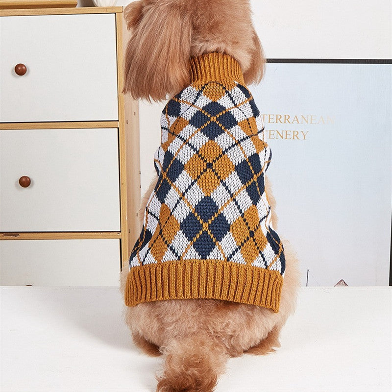 Retro Plaid Pet Outfit – Thanksgiving Lapel Design