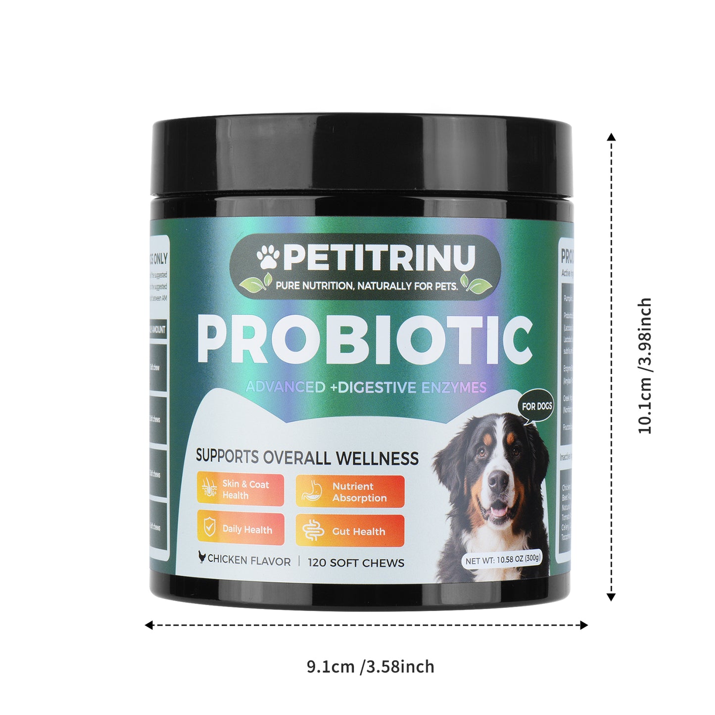 Dog Probiotic Chews 120Ct – Digestive Enzymes for Gut & Skin Health