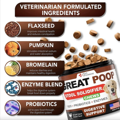 Great Poop Probiotics for Dogs Dog Stool Softener Fiber for Dogs