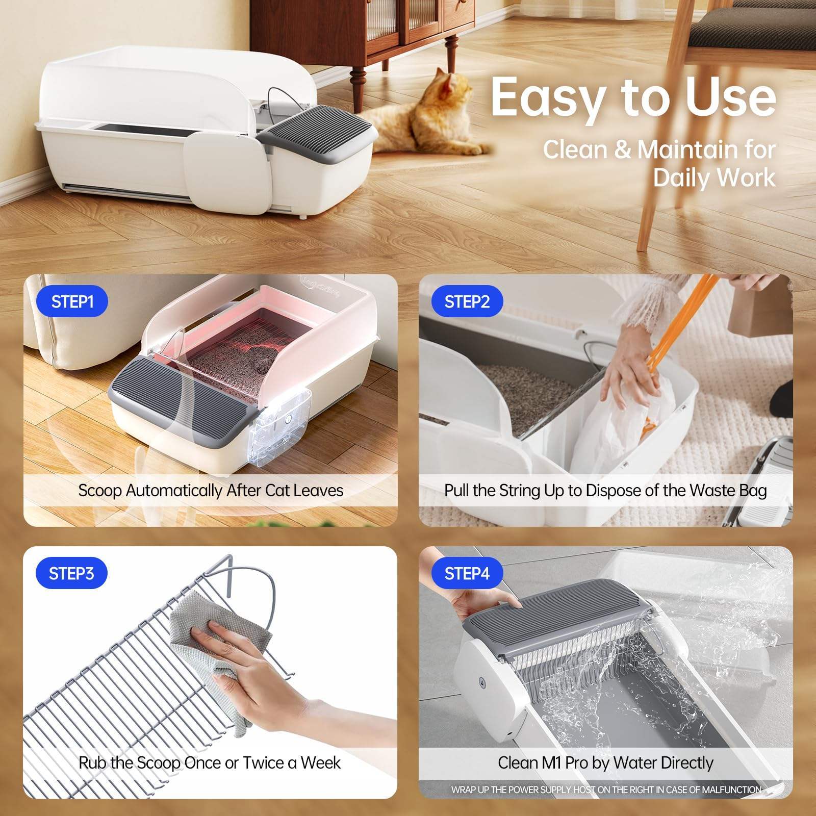 Automatic Cat Litter Box – Self-Cleaning, Smart Open Design for Hassle-Free Cat Care