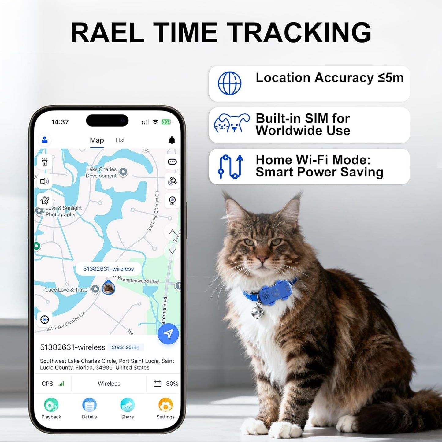 Smart Pet GPS Tracker Collar – Real-Time Tracking & Geo-Fence Alerts