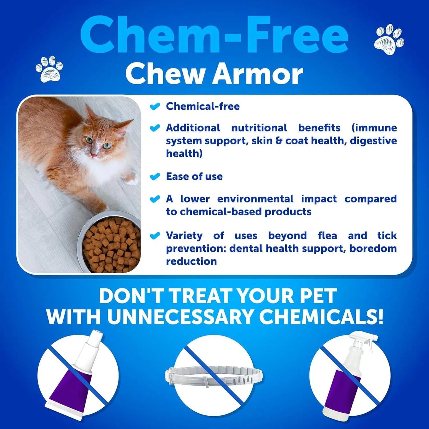 Natural Flea & Tick Prevention Chews for Cats – Immune Support Daily Supplement