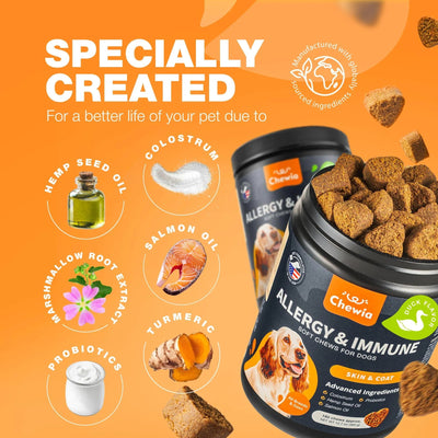 Chewia Dog Allergy Relief Chews – Anti-Itch, Skin & Immune Support for Seasonal Allergies