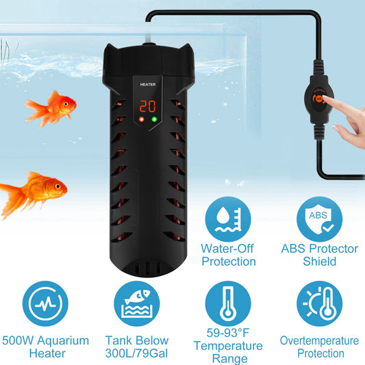 500W Submersible Aquarium Heater – Digital Fish Tank Heater with Controller