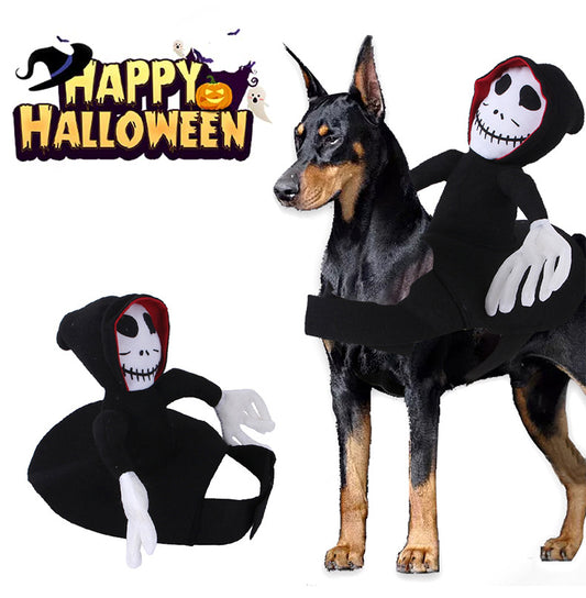 Halloween Dog Costume – Funny Riding Skeleton Pet Outfit