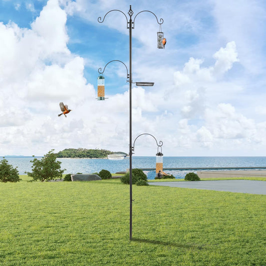 93" Backyard Bird Feeder Stand – Outdoor Feeding Station with Four Hooks