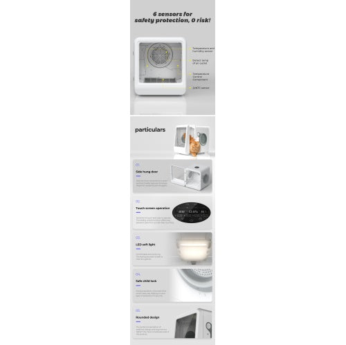 Automatic Pet Dryer Room for Cats and Dogs – Hot & Cold Air, 3-Speed Modes, Timer Control | Milky Polypropylene Design