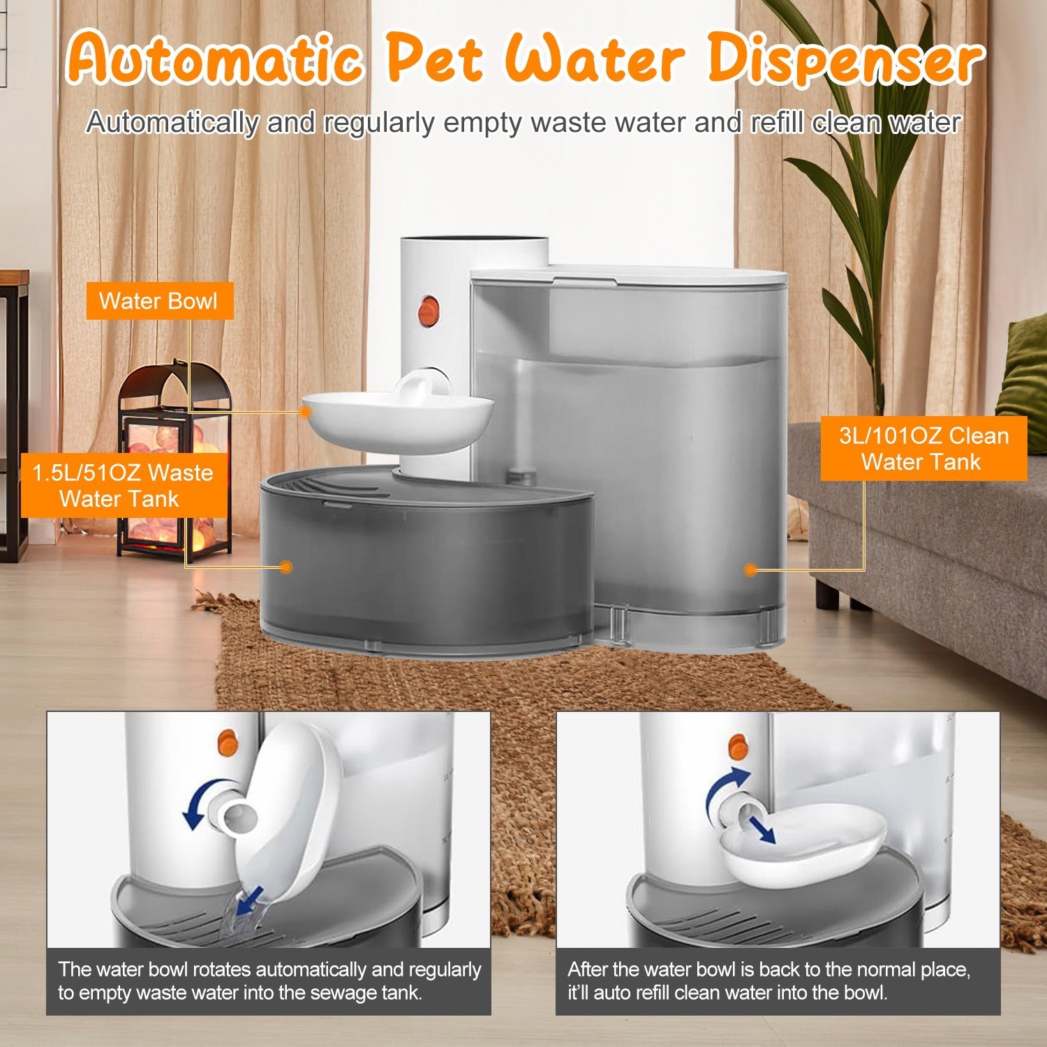 Smart Pet Water Fountain – 3L Cordless Automatic Cat & Dog Water Dispenser with Touch Control & Adjustable Flow