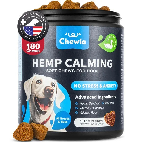 Dog Calming Chews – Hemp Anxiety & Stress Relief Supplement (180 Soft Chews)
