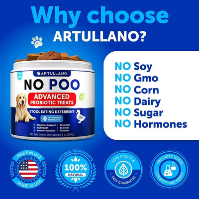 Artullano Anti-Poop Chews for Dogs – Stops Stool Eating, Supports Digestion & Bad Breath | Suitable for All Ages