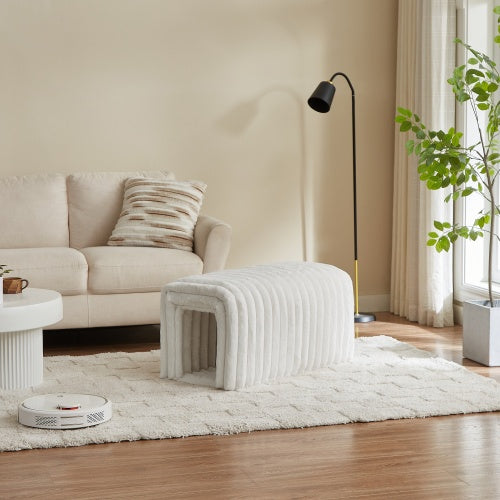 Corduroy Ottoman Storage Bench with Cat Hideaway