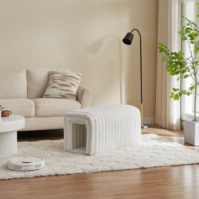 Corduroy Ottoman Storage Bench with Cat Hideaway