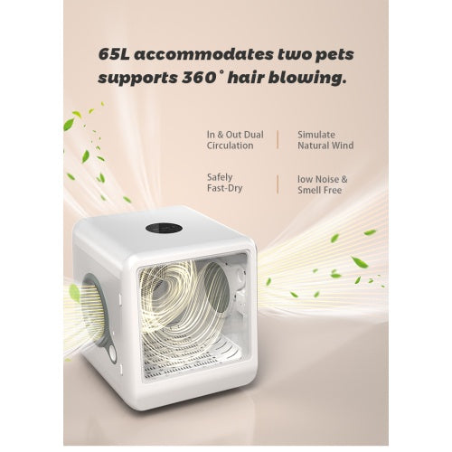 Automatic Pet Dryer Room for Cats and Dogs – Hot & Cold Air, 3-Speed Modes, Timer Control | Milky Polypropylene Design