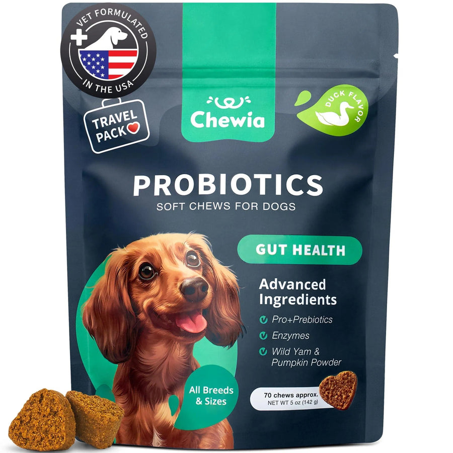 Probiotics for Dogs – Gut Health, Immunity & Yeast Balance Support with Digestive Enzymes | 180 Chews