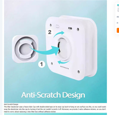 DownyPaws Smart Cat Litter Box Odor Purifier – 4000mAh Rechargeable Deodorizer