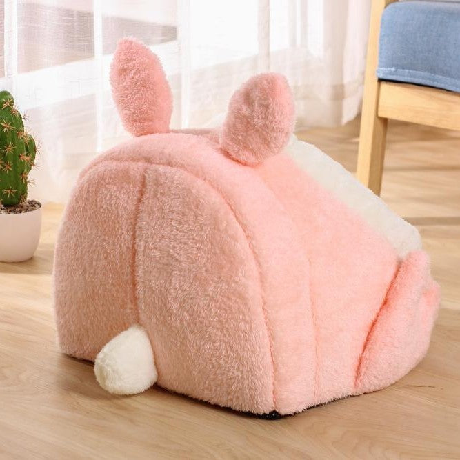 Cute Bunny Cat Bed – Plush Semi-Enclosed Winter Cat Nest