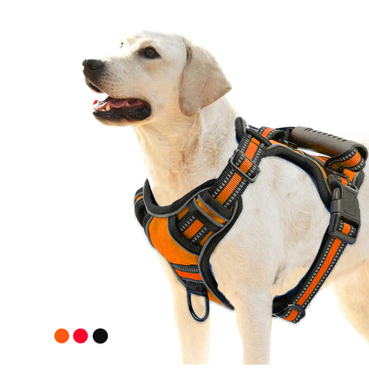 No-Pull Reflective Dog Harness – Breathable Adjustable Pet Walking Vest