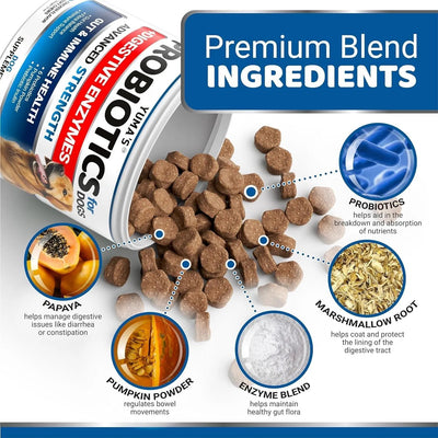 Dog Probiotics – Yuma’s Chicken-Flavored Chews for Digestive Health, Gas & Upset Stomach Relief | All Ages & Sizes