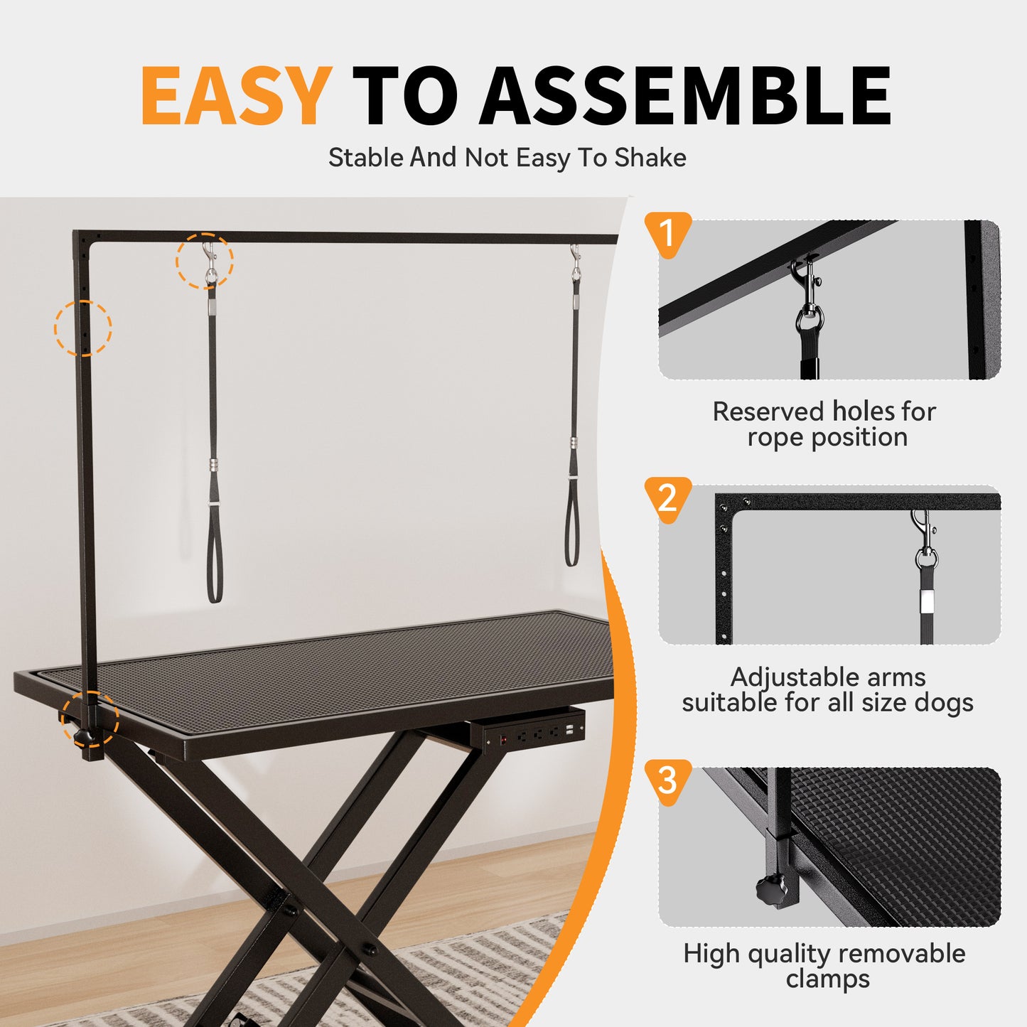 Electric Dog Grooming Table – Adjustable Pet Grooming Station with Arm