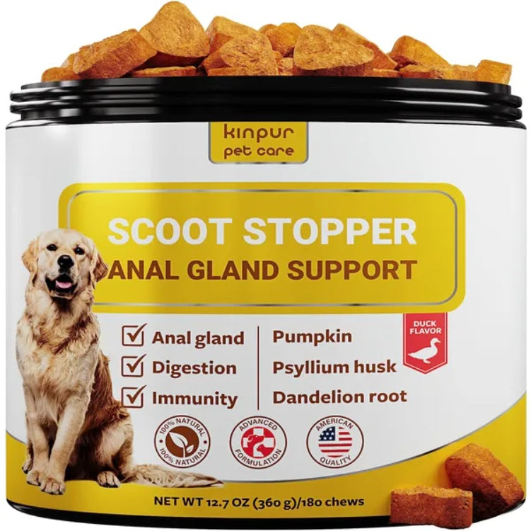 Kinpur Pet Care Dog Anal Gland Chews – Scoot Relief, Digestive & Fiber Support, Stop Itching